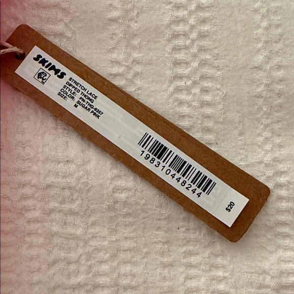 SKIMS Sugar Pink Lace Dipped Thong in Sugar Pink - Medium - Picture 3 of 3